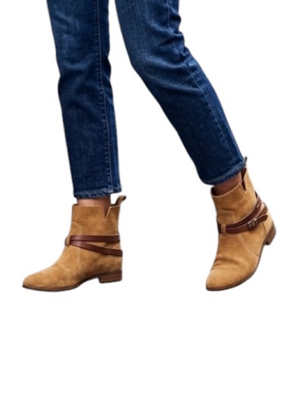 BC FOOTWEAR New Tan Suede Booties Boho Buckle Detail Floppy Size 8
